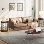 End Table, Round Side Table Nightstand with Metal Frame - Image 9