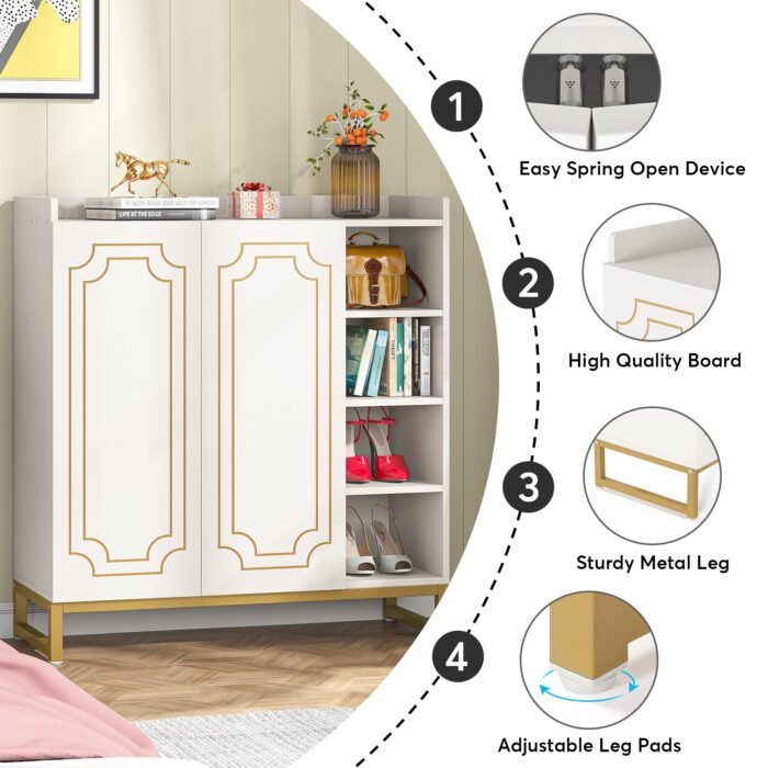 Shoe Cabinet, 20 Pairs Shoe Rack Organizer with Adjustable Shelves - Image 7