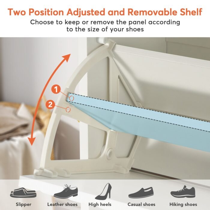 Shoe Cabinet, Modern Shoe Organizer with 3 Flip Drawers & 2 Hanging Hooks - Image 6