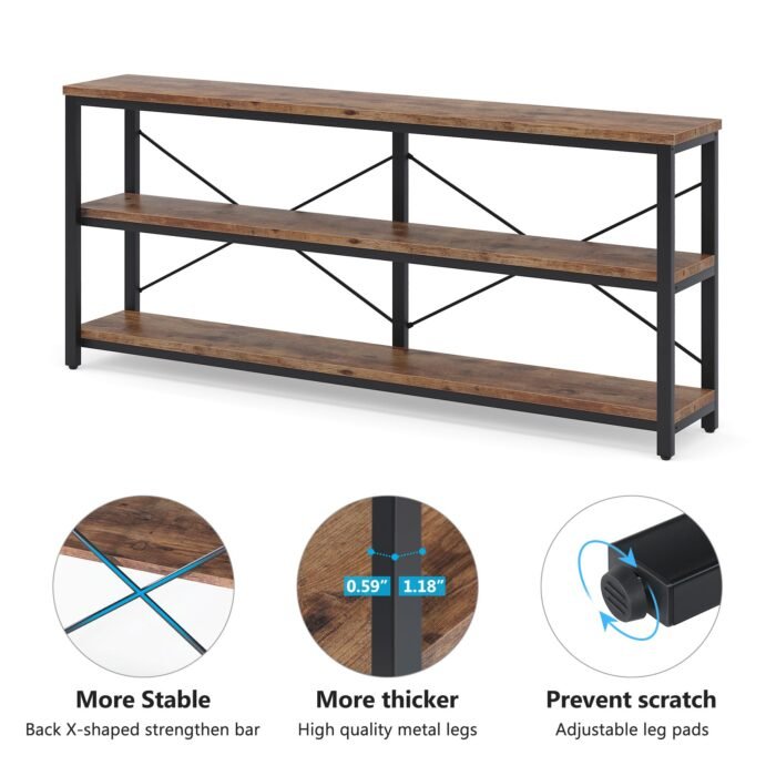 Sofa Table, 3 Tiers TV Stand Console Table - Image 7