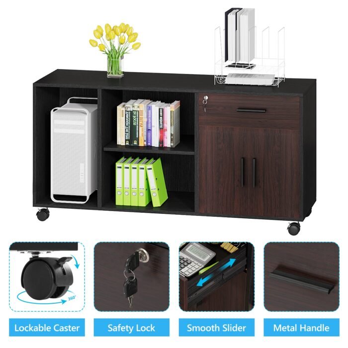 70.8? Executive Desk with 47? Mobile File Cabinet, L Shaped Computer Desk - Image 7