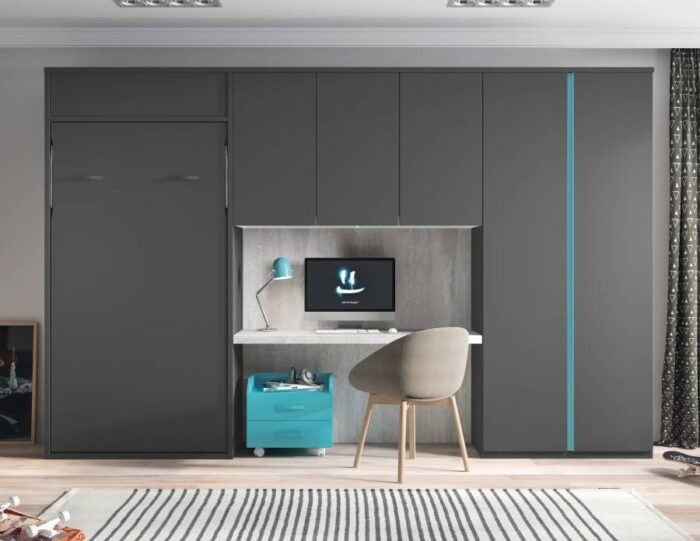 Study with vertical folding window measuring 90 x 190 + wardrobes and study area. - Image 1