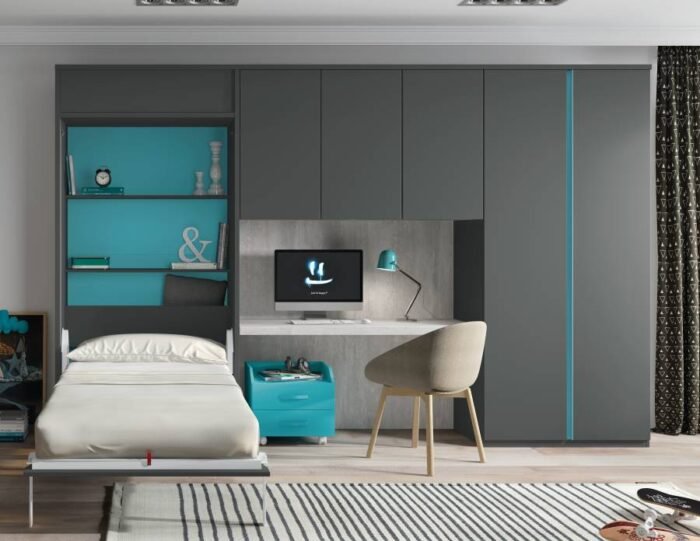Study with vertical folding window measuring 90 x 190 + wardrobes and study area. - Image 2