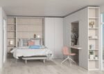 Youth bedroom with a folding double bed and sofa