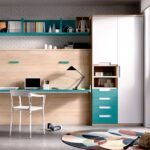 Studio with horizontal folding bed with folding desk and wardrobe