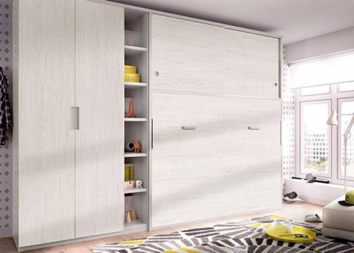 Double bedroom with horizontal folding bed and wardrobes - Image 1