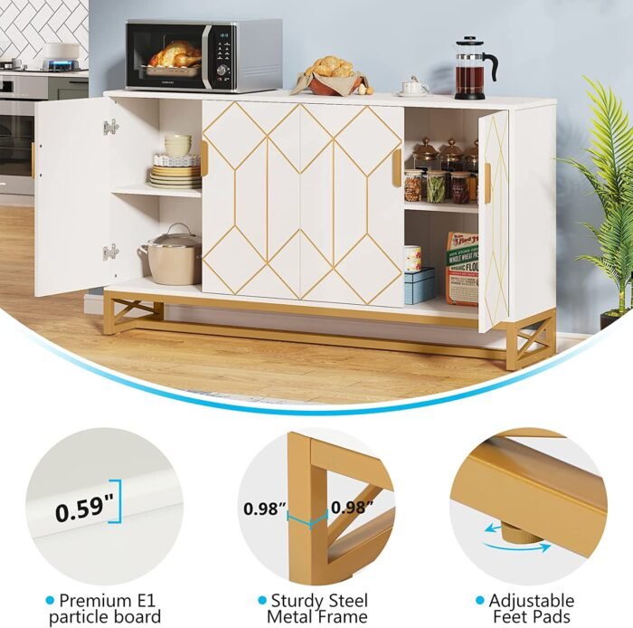 Sideboard Buffet, 59? Modern Kitchen Storage Cabinet with Doors - Image 7