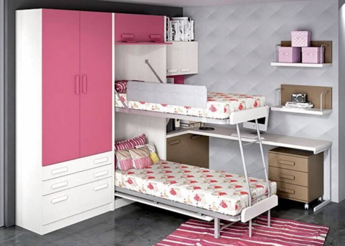 Children's room with 90 x 190 vertical folding bunk beds - Image 1