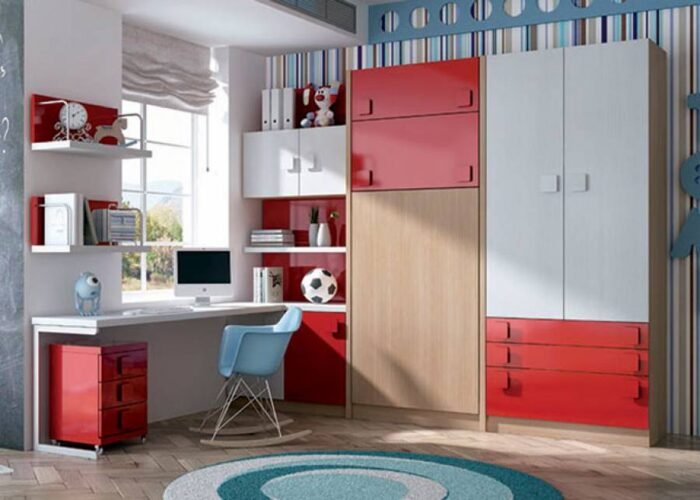 Youth bedroom with 90 x 190 folding vertical bunk bed - Image 1