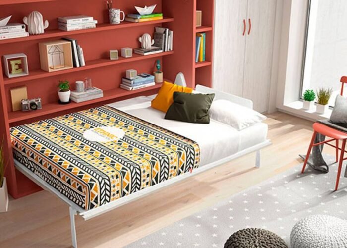Studio with 135cm folding bed + wardrobe and bookcases. - Image 1