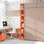 135cm vertical folding bed with bookcase and study area.