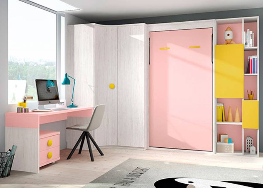 8174-dormitorio-infantil-abatible-vertical-armarios-y-zona-estudio.jpg Vertical folding children's bedroom, wardrobes and study area. - Image 1