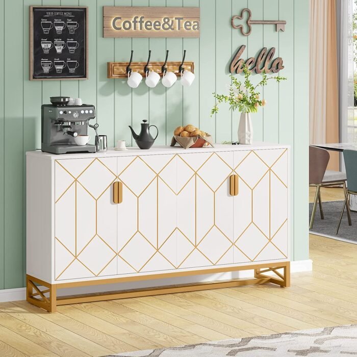Sideboard Buffet, 59? Modern Kitchen Storage Cabinet with Doors - Image 4