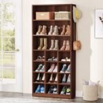 Shoe Cabinet, Freestanding Shoe Rack with Side Hooks - Image 9