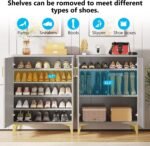 Shoe Cabinet, 5-Tier Shoe Rack Organizer with Removable Shelves & Doors - Image 6