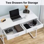 Computer Desk, Modern Writing Desk with Drawers - Image 7