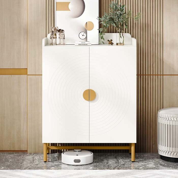 Shoe Cabinet, Slim Shoe Organizer with Doors and Adjustable Shelves - Image 5