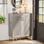 Shoe Cabinet, 5-Tier Shoe Rack Organizer with Removable Shelves & Doors - Image 4
