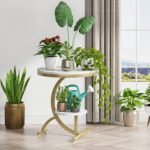End Table, 2-Tier Round Faux Marble Sofa Side Table - Image 5