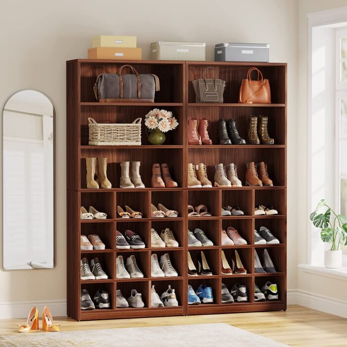 Shoe Cabinet, Freestanding Shoe Rack with Side Hooks - Image 10