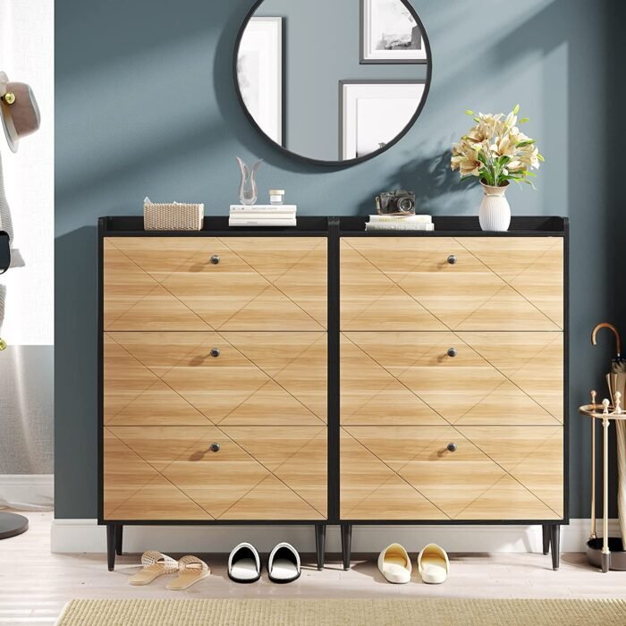 Shoe Cabinet, Shoe Rack Organizer with 3 Flip Drawers for Entryway - Image 5
