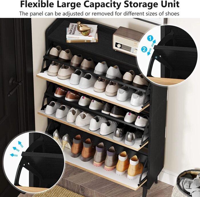 Shoe Cabinet, Shoe Rack Organizer with 3 Flip Drawers for Entryway - Image 6