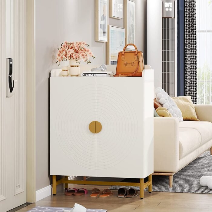 Shoe Cabinet, Slim Shoe Organizer with Doors and Adjustable Shelves - Image 6