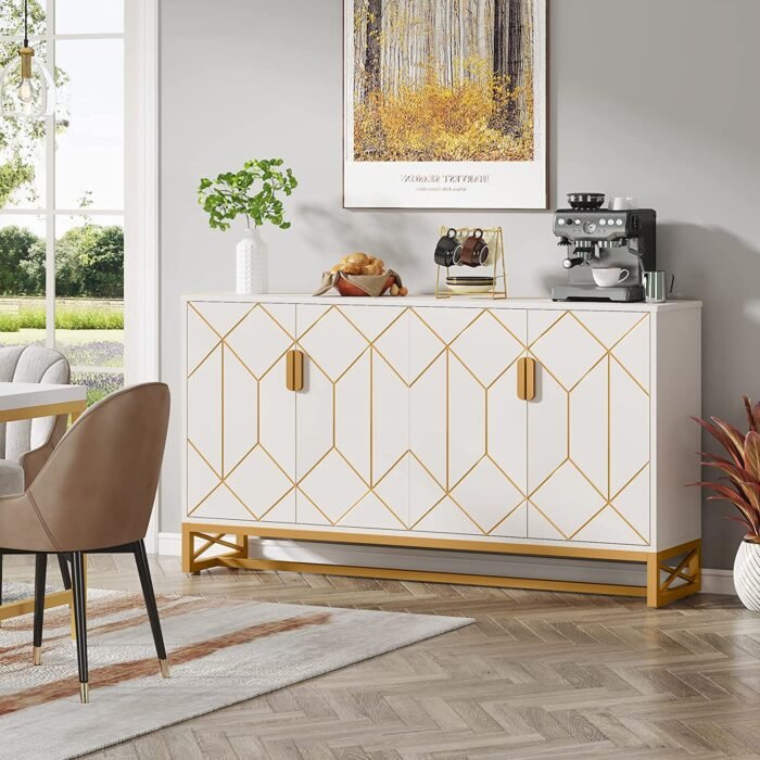 Sideboard Buffet, 59? Modern Kitchen Storage Cabinet with Doors - Image 2