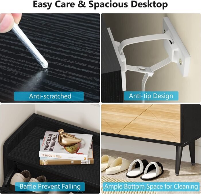 Shoe Cabinet, Shoe Rack Organizer with 3 Flip Drawers for Entryway - Image 7