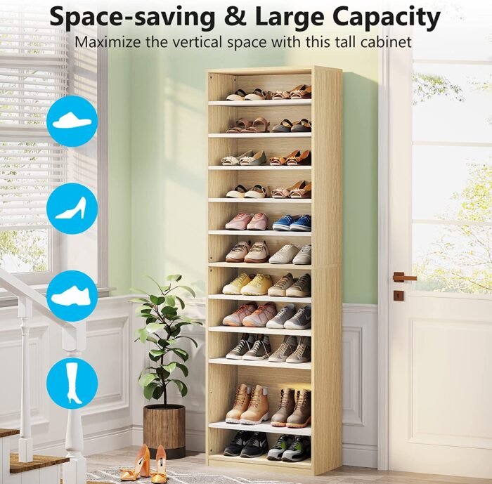 Shoe Cabinet, 11-Tier 70.9? Tall Shoe Rack with Adjustable Shelves - Image 6