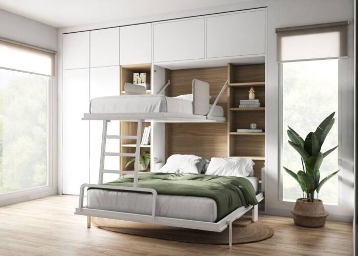 Studio with vertical folding bunk bed with integrated table - Image 1