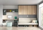 Sofa with fold-down bed, wardrobe with folding doors and desk - Image 2
