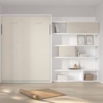 Vertical folding double bed with bookcase