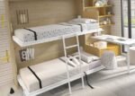 Double horizontal folding bed measuring 90 x 190 with study area. - Image 4