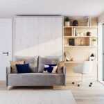 Double folding bed with sofa and study area