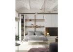 Vertical folding double bed with wardrobe and bookcase - Image 3