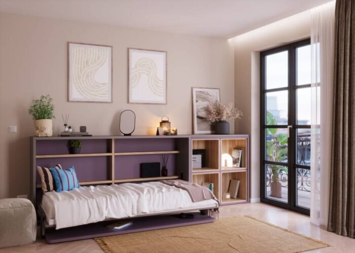 Horizontal folding bed with integrated desk - Image 2