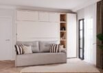 Horizontal folding bed with sofa and wardrobe
