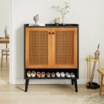 Shoe Cabinet, Natural Handmade Rattan Shoe Rack Organizer - Image 6