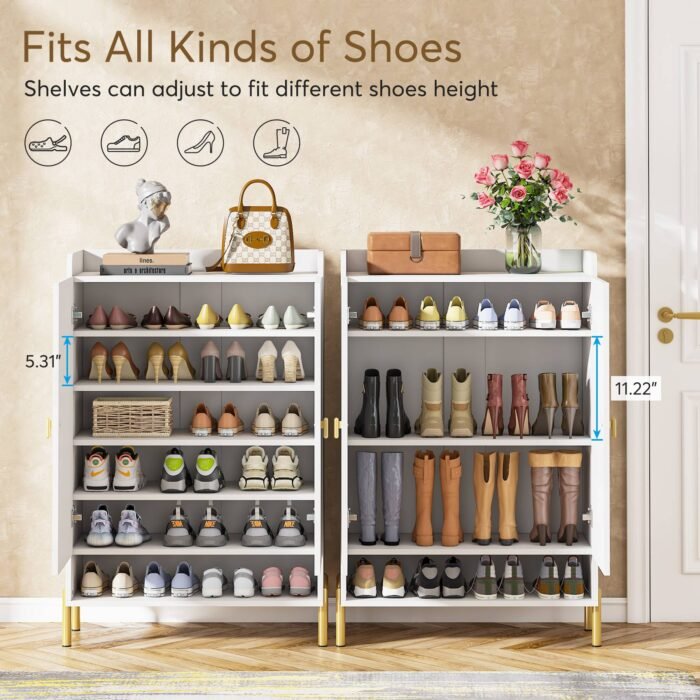 Shoe Cabinet, 6-Tier Shoe Organizer with Adjustable Shelves for Entryway - Image 7