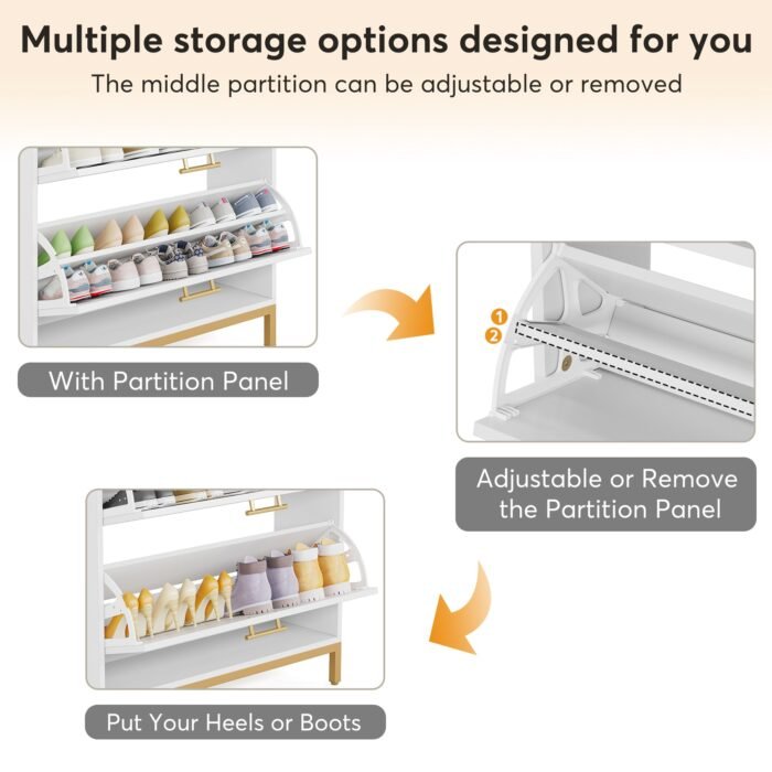 Shoe Cabinet, Flip Drawer Shoe Organizer and Coat Rack Set - Image 7