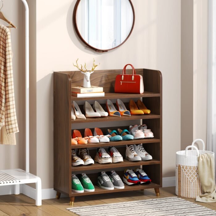 Shoe Rack, 5 Tier Freestanding Shoe Stand Storage Shelf - Image 5