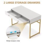 Computer Desk with 2 Drawers, Multifunctional Study Writing Desk - Image 6