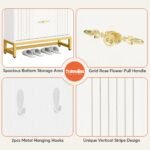 Shoe Cabinet, Modern Shoe Organizer with 3 Flip Drawers & 2 Hanging Hooks - Image 7