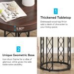 End Table, Round Side Table Nightstand with Metal Frame - Image 7
