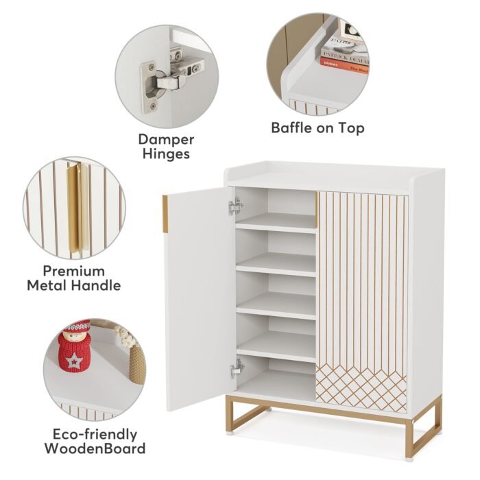 Shoe Cabinet, 25 Pairs Shoes Rack Organizer with Doors - Image 8
