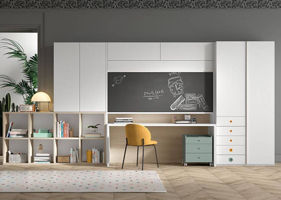 9018-dormitorio-con-cama-abatible-alta-con-pizarra.jpg Bedroom with high folding bed with blackboard - Image 1