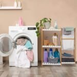Bathroom shelf with laundry basket, - Image 2