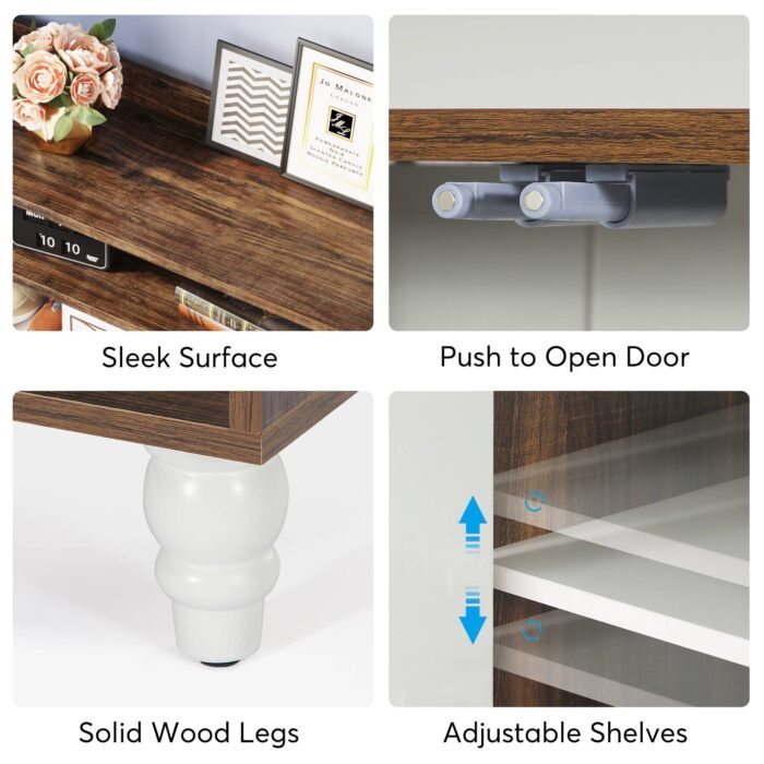 Shoe Cabinet, Shoe Organizer with Doors & Adjustable Shelves - Image 7
