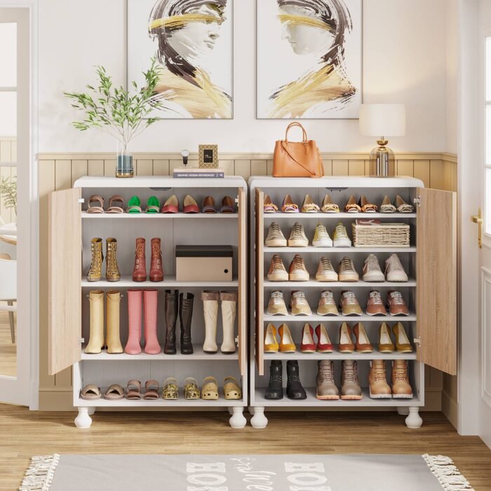 Shoe Cabinet, Modern Wood Shoe Organizer Cabinet with Door - Image 5